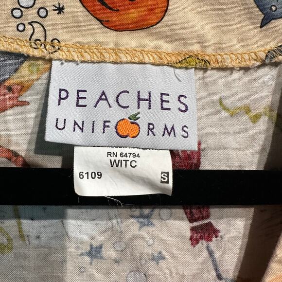 Peaches Uniforms size Small Halloween Long Sleeve Scrubs Jacket Button Front - Picture 3 of 7